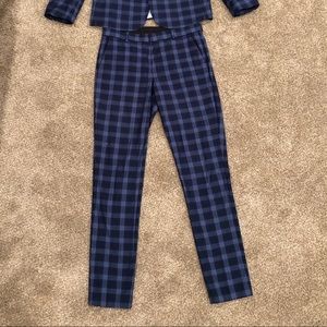 wedding skinny suit pants in tonal blue check